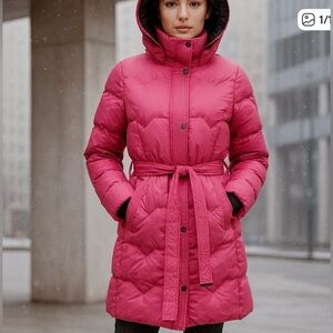 SOIA & KYO Bryanna Water Resistant 700 Fill Power Down Puffer Coat magenta